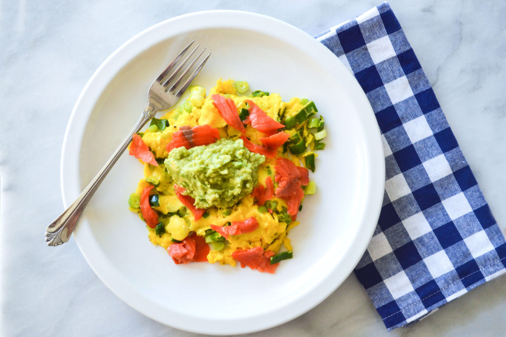 Scrambled Eggs Topped with Guacamole