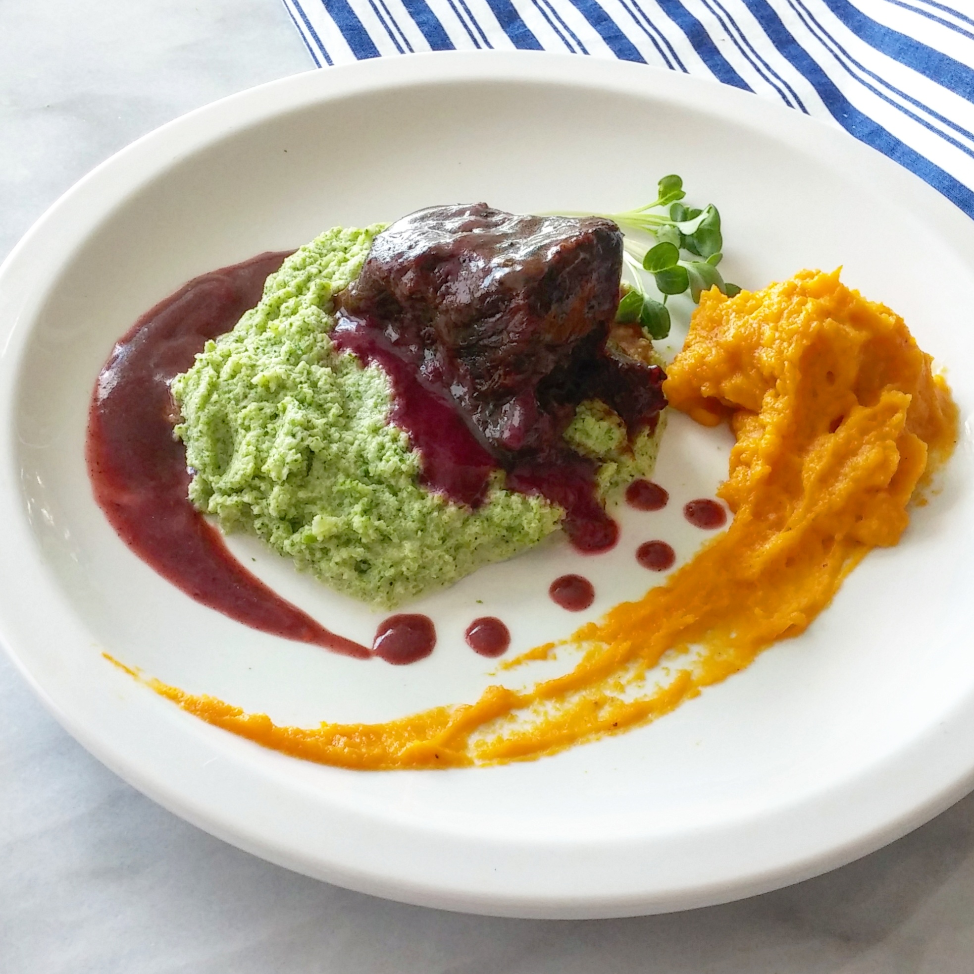 Short Ribs with Broccoli Puree & Squash Puree